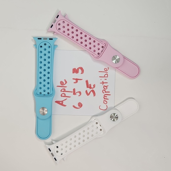 COPY - 22 mm lug Apple Watch Compatible 3 band latex snap band set for MEN, NWT - Picture 5 of 15